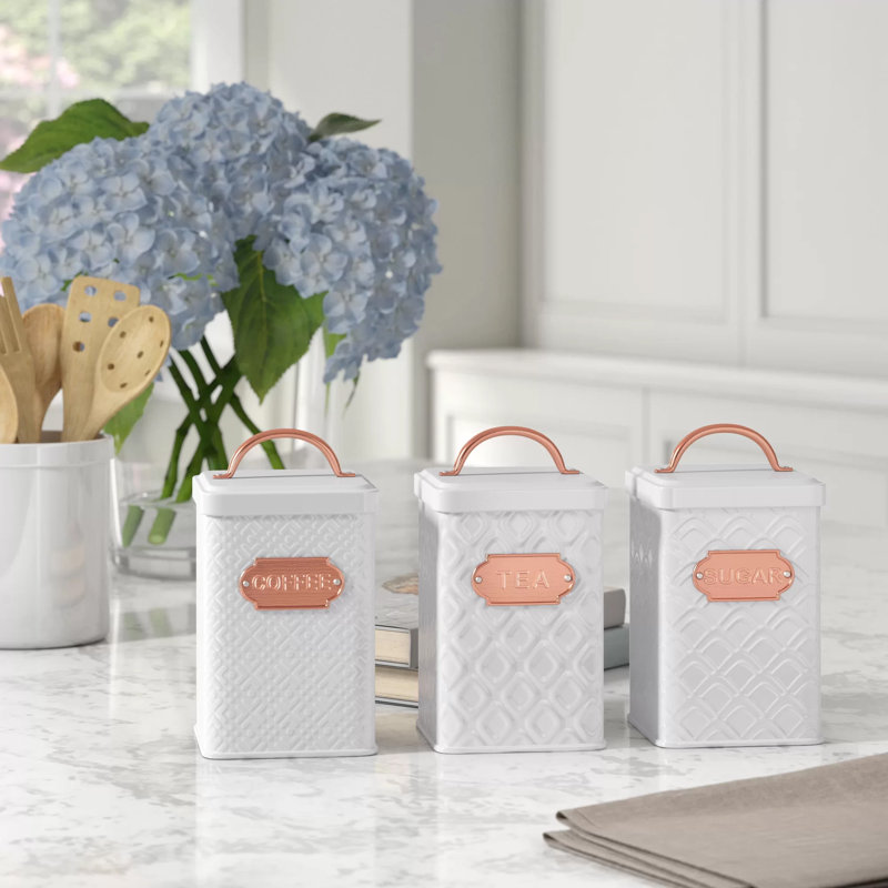 Laurel Foundry Modern Farmhouse 3 Piece Coffee, Tea, & Sugar Jar Set